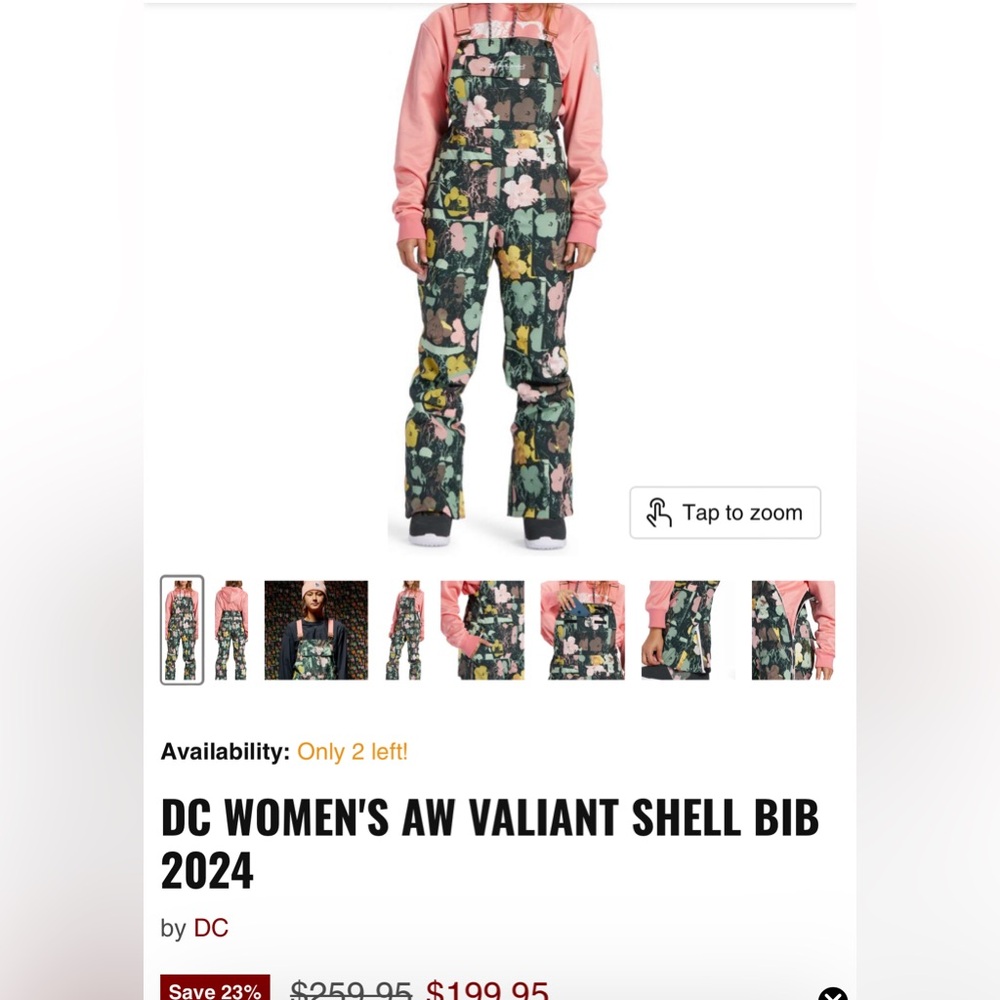 DC Floral Patterned Snow Bib Overalls